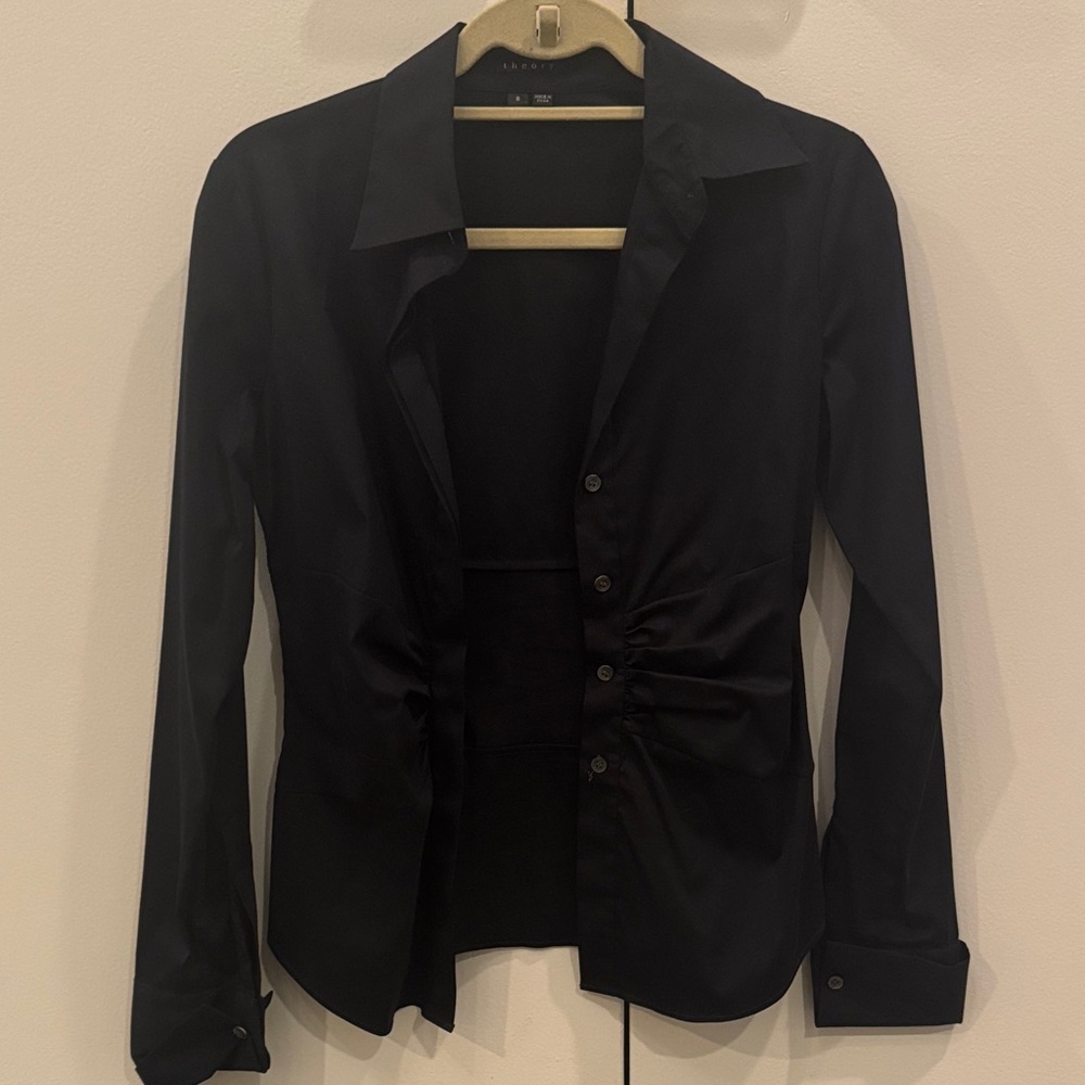Theory Black Button-Up Shirt